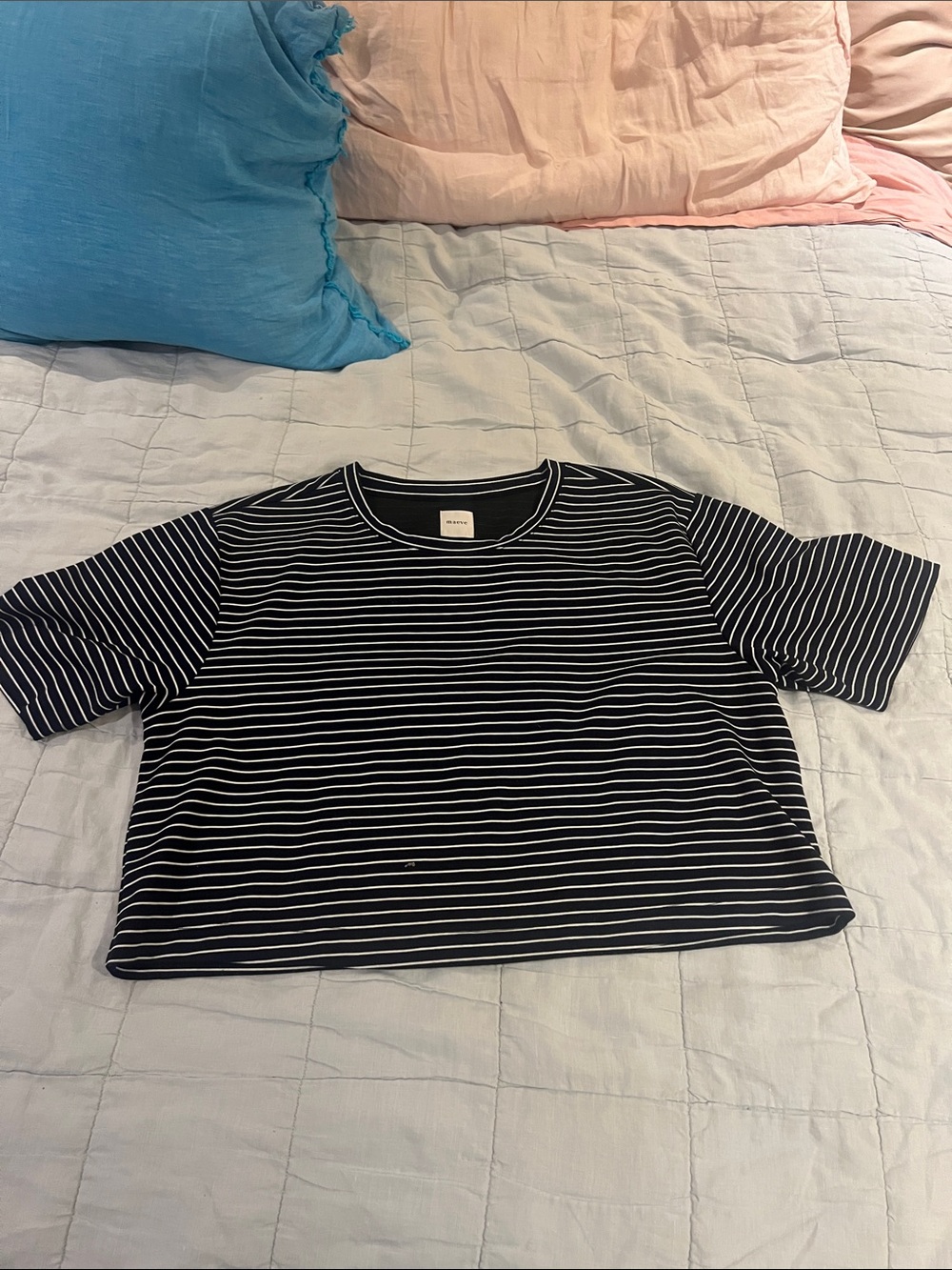 Maeve Navy and White Striped Tee medium. Worn once. Perfect condition.